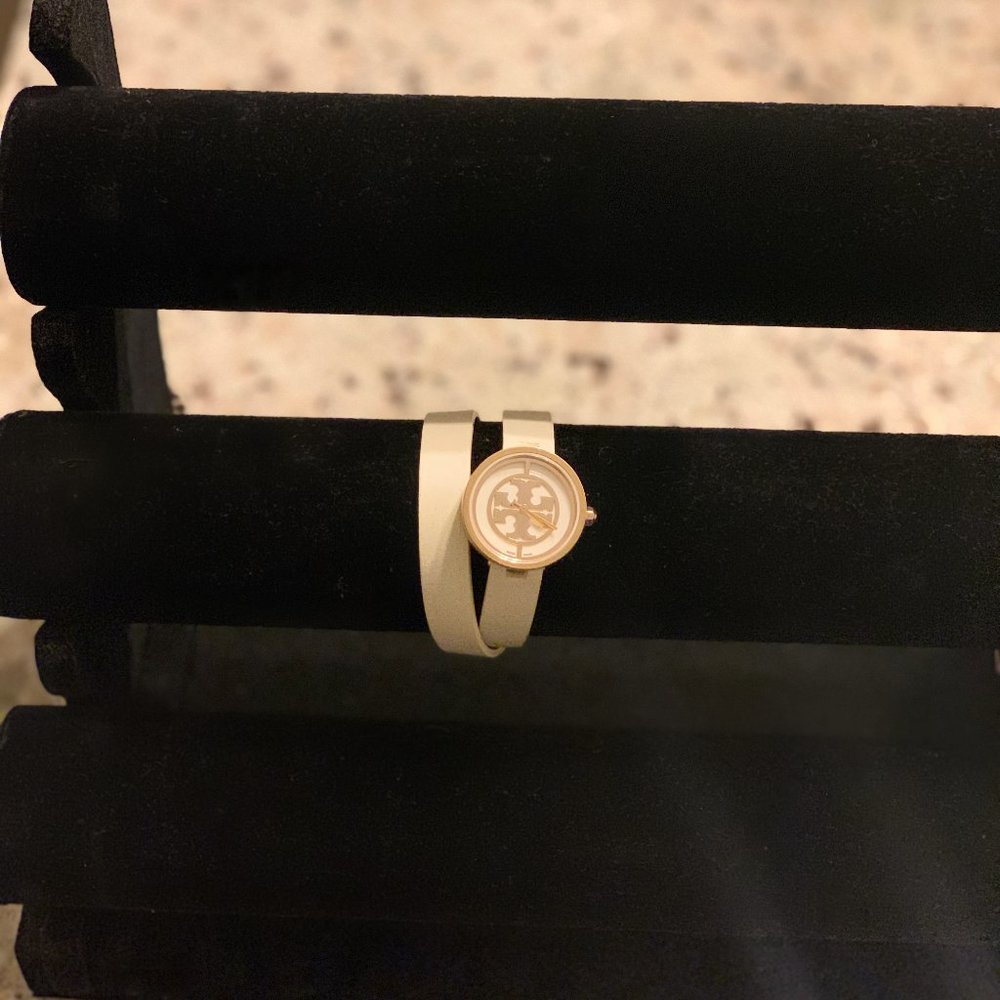 Tory Burch Gigi Ivory Leather Wrap Strap Watch
